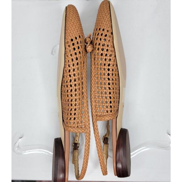 Talbots Eden Woven Slingback Flats Size 10M Beige Slip On Buckle Sandals Shoes - Picture 7 of 9